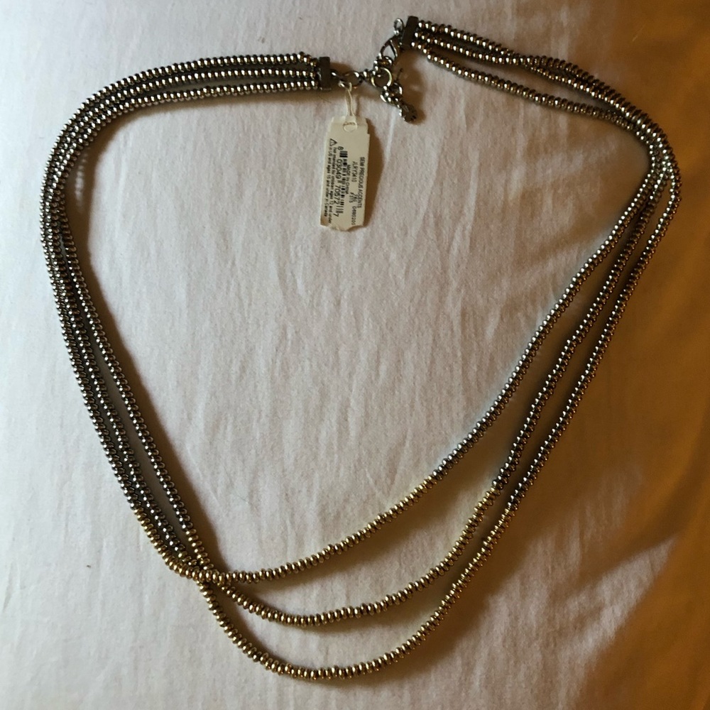 NWT Lucky brand silver and gold beaded necklace